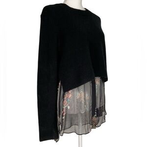 ALLSAINTS / Black Sweater Sheer Floral Underlay / Medium